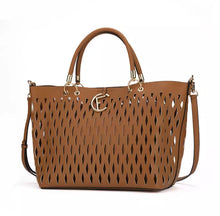 Load image into Gallery viewer, Brown Artificial Leather Handbag
