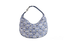 Load image into Gallery viewer, Portuna Large Crescent Blue Vintage Denim Fabric Hobo Bag Shoulder Purse
